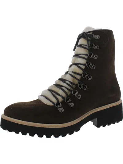 All Black Womens Suede Lace-up Combat Boots In Brown