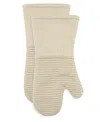 All-clad Ribbed Silicone Cotton Twill Oven Mitt, Set Of 2 In Almond