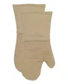 All-clad Ribbed Silicone Cotton Twill Oven Mitt, Set Of 2 In Cappuccino