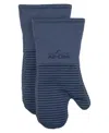 All-clad Ribbed Silicone Cotton Twill Oven Mitt, Set Of 2 In Indigo