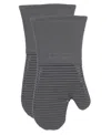 All-clad Ribbed Silicone Cotton Twill Oven Mitt, Set Of 2 In Pewter