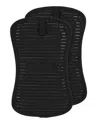 All-clad Ribbed Silicone Cotton Twill Pot Holder, Set Of 2 In Black
