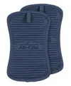 All-clad Ribbed Silicone Cotton Twill Pot Holder, Set Of 2 In Indigo