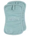 All-clad Ribbed Silicone Cotton Twill Pot Holder, Set Of 2 In Rainfall