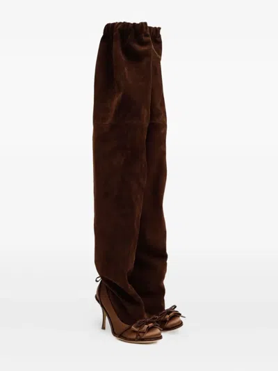All In 100mm Bow-detail Boots In Braun