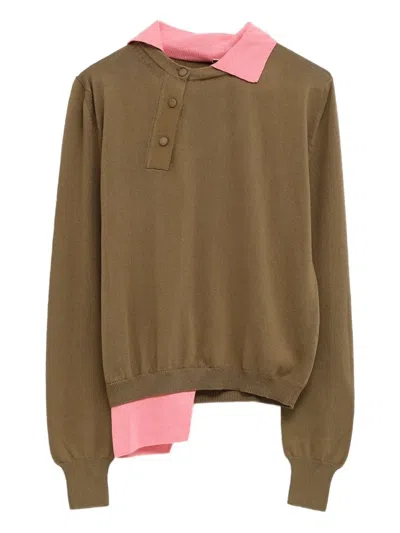 All In Asymmetric Polo Jumper In Green