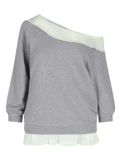All In Asymmetrical Neckline Layered Sweatshirt