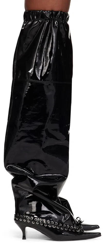 All In Black Level Thigh Soft Tall Boots In Patent Black