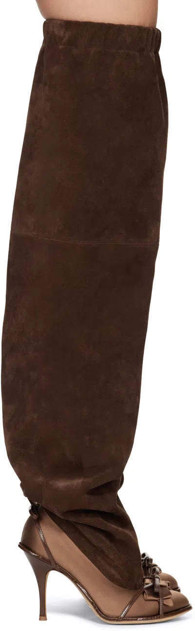 All In Brown Double Thigh High Tall Boots