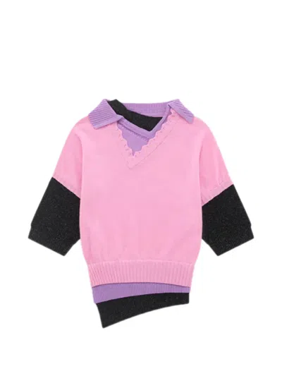 All In Collared Lace Top In Pink