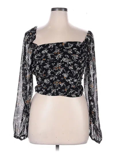 Pre-owned All In Favor 3/4 Sleeve Blouse In Black