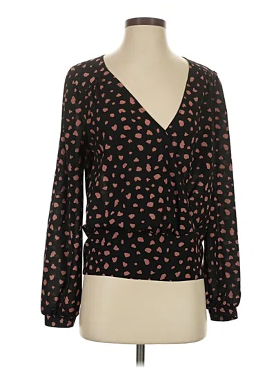 Pre-owned All In Favor Long Sleeve Blouse In Black