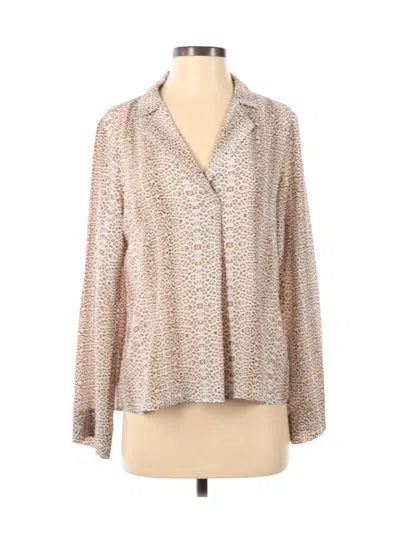 Pre-owned All In Favor Long Sleeve Blouse In Brown