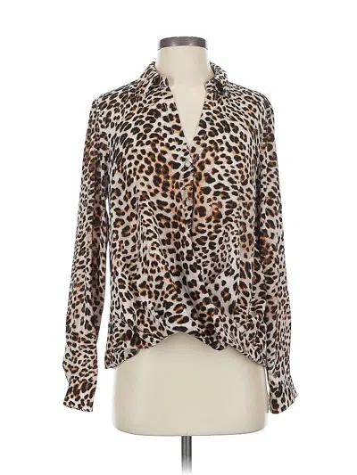 Pre-owned All In Favor Long Sleeve Blouse In Brown