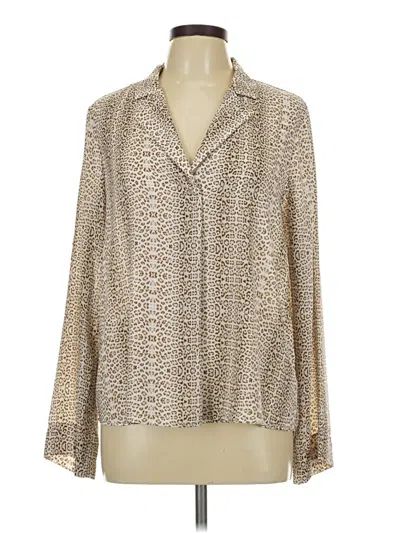 Pre-owned All In Favor Long Sleeve Blouse In Brown