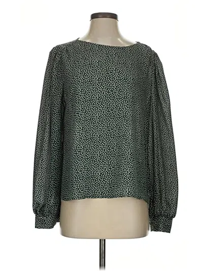 Pre-owned All In Favor Long Sleeve Blouse In Green