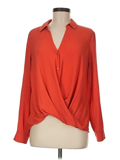 Pre-owned All In Favor Long Sleeve Blouse In Orange