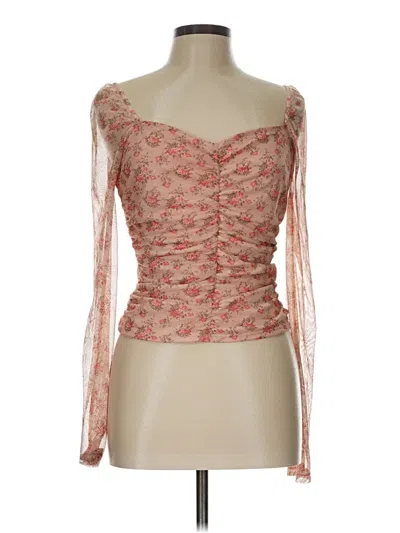 Pre-owned All In Favor Long Sleeve Blouse In Orange