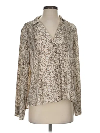 Pre-owned All In Favor Long Sleeve Blouse In Tan