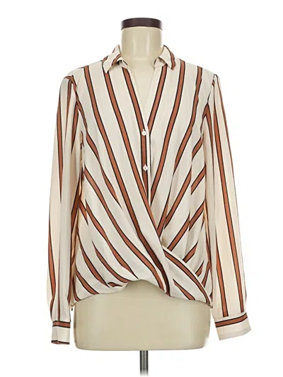 Pre-owned All In Favor Long Sleeve Blouse In White