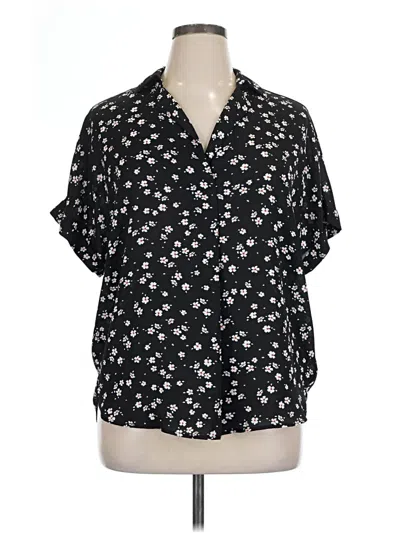 Pre-owned All In Favor Short Sleeve Blouse In Black