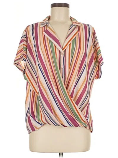 Pre-owned All In Favor Short Sleeve Blouse In White
