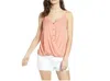 All In Favor Twisted Button Front Draped Tank Top In Dusty Rose In Multi