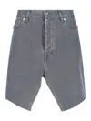 All In Asymmetrical Hem Denim Mini Skirt With Worn Finish In Gray