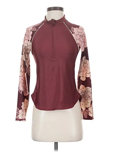 Pre-owned All In Motion Cardigan Sweater In Burgundy