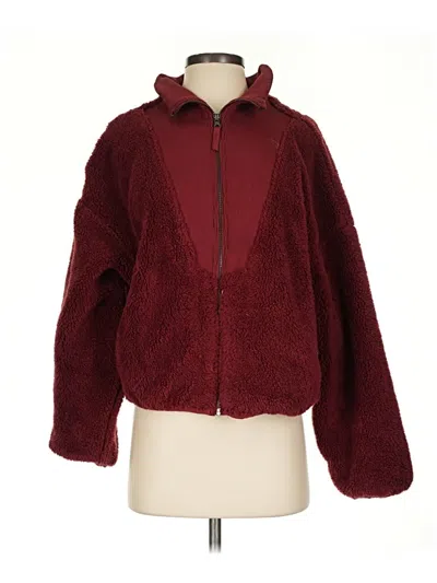 Pre-owned All In Motion Faux Fur Jacket In Burgundy