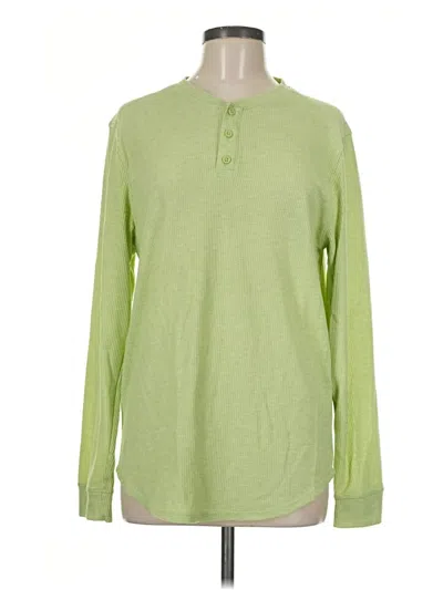 Pre-owned All In Motion Long Sleeve Henley Shirt In Green