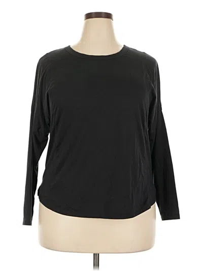 Pre-owned All In Motion Long Sleeve Top Black Crew Neck Tops