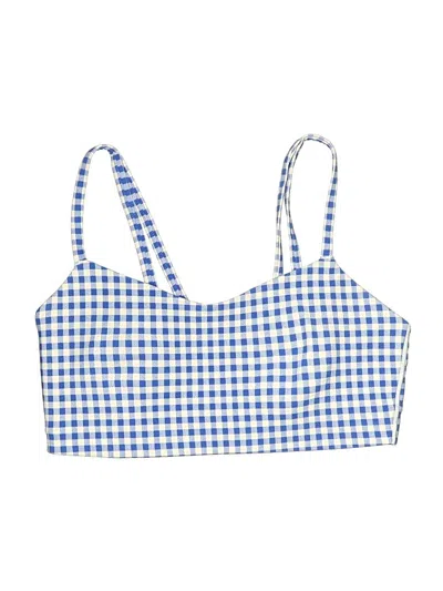 Pre-owned All In Motion Swimsuit Top Blue Checkered/gingham Pattern Swimwear
