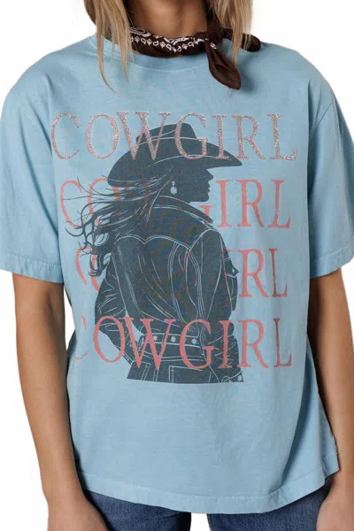 All Of Us Cowgirl Cowgirl Big Boy Tee In Light Blue