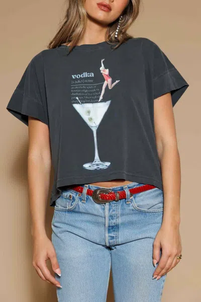 All Of Us Vodka Dipping Tee In Vintage Black In Gray