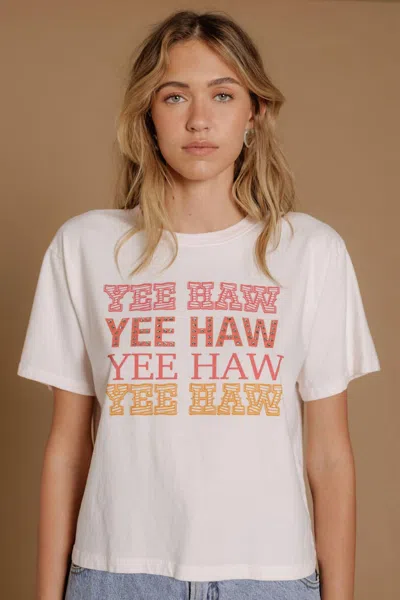 All Of Us Yehaww Wide Boy Tee In White