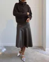 All : Row Asymmetrical Vegan Leather Midi Skirt In Brown In Brown
