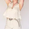 All : Row Crysta Sleeveless Checkered Blouse In Cream