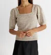 All : Row Puff Sleeve Knit Top In Oatmeal In White
