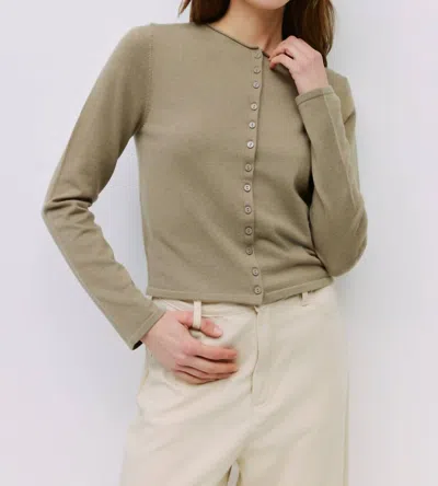 All : Row Shea Roll Neck Cardigan In Olive In Brown