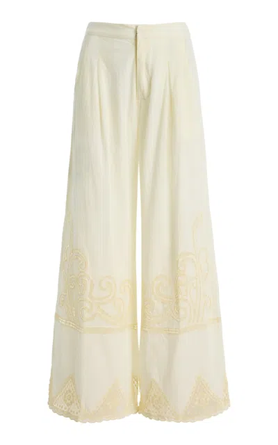 All That Remains Akia Crochet Cotton Wide-leg Pants In White