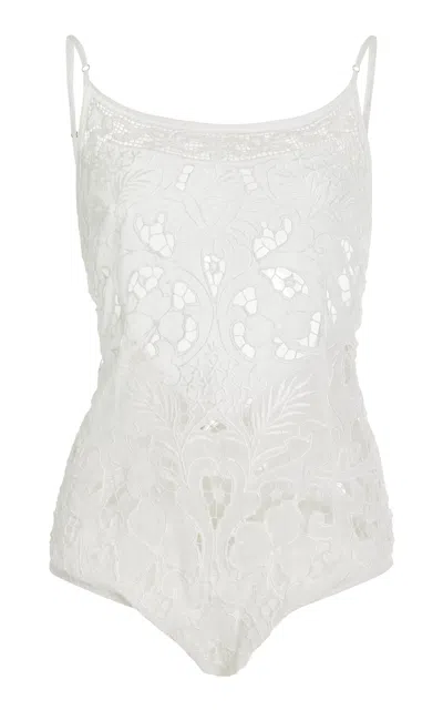 All That Remains Billy Cotton Lace Bodysuit In White