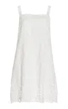 All That Remains Claire Lace-trimmed Silk-cotton Mini Dress In White