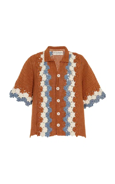 All That Remains Daisy Crocheted Cotton Shirt In Multi