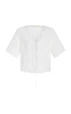 All That Remains Eta Embroidered Cotton Voile Tie-front Top In White