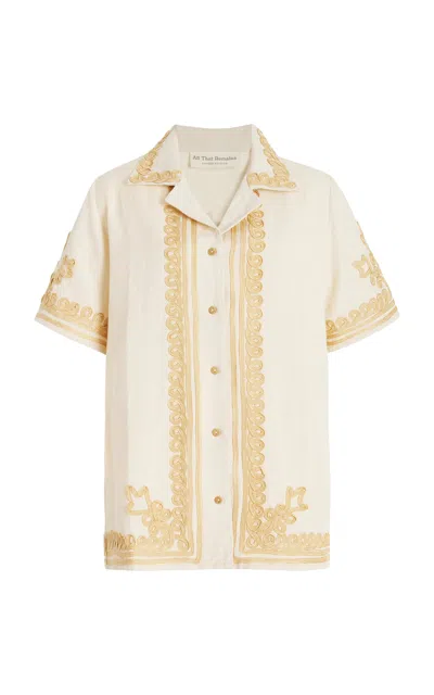 All That Remains Exclusive Diego Embroidered Linen Shirt In Ivory