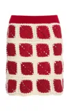 All That Remains Exclusive Dillon Crocheted Cotton Mini Skirt In Red