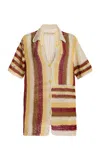 All That Remains Exclusive Floyd Crocheted Cotton Mini Shirt Dress In Brown