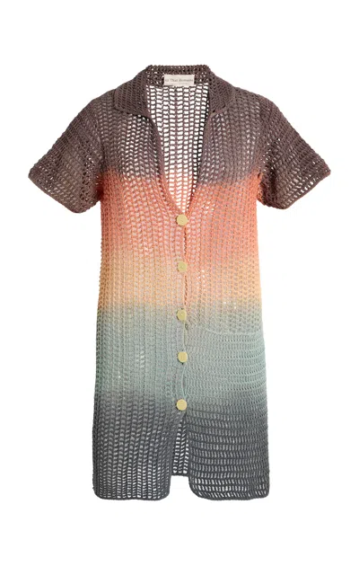 All That Remains Exclusive Floyd Crocheted Cotton Mini Shirt Dress In Gray