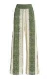All That Remains Exclusive Jess Lace-detailed Crocheted-cotton Pants In Green